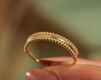 14k Gold Wedding & Engagement - Delicate Plain Band -  Gold Band  -  Stackable Gold Band -  Stacking Ring