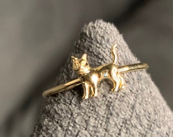 Details about / Azaggi Gold Plated Stackable Ring Cat Face Kitty Jewelry Gift for Women Girls