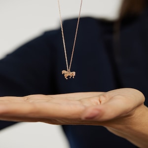 14k Real Solid Gold Horse Necklace, Dainty Animal Jewelry, Minimalist Horse Memorial for Necklace Women, Dainty Horse Gift, Gift for Women image 3