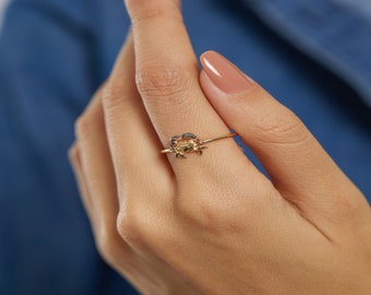 14K Solid Gold Crab Ring for Women, Kawaii Ring, Minimalist Animal Ring, Tiny Crab Ring, Gold Lover Gift Ring, 14k Crab Fashion Ring