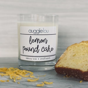 Lemon Pound Cake Soy Candle | 100% Soy Wax | Fresh Scent Candle | 10oz or 6oz | Handmade Candle | auggielou