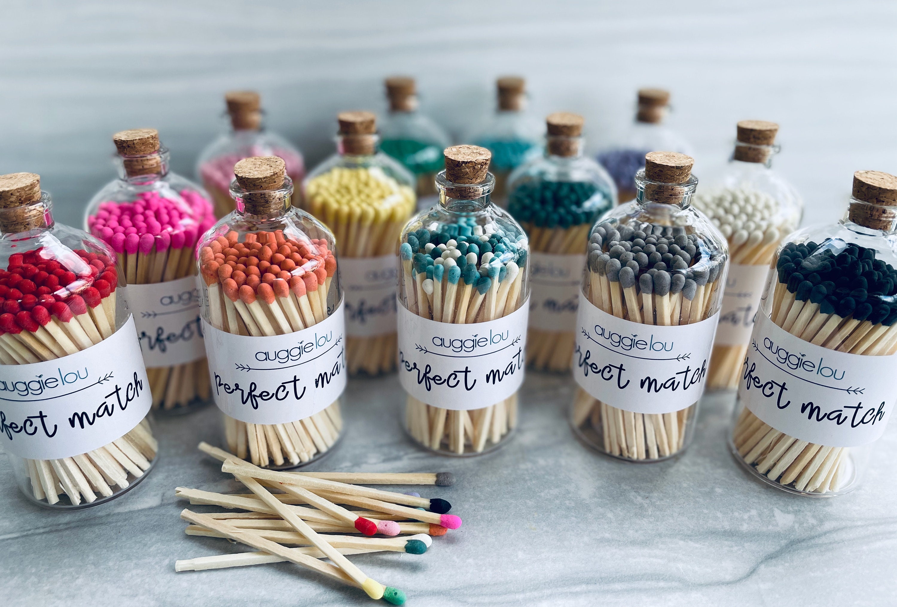 Colorful Matchsticks in Decorative Glass Jar Candle Decor