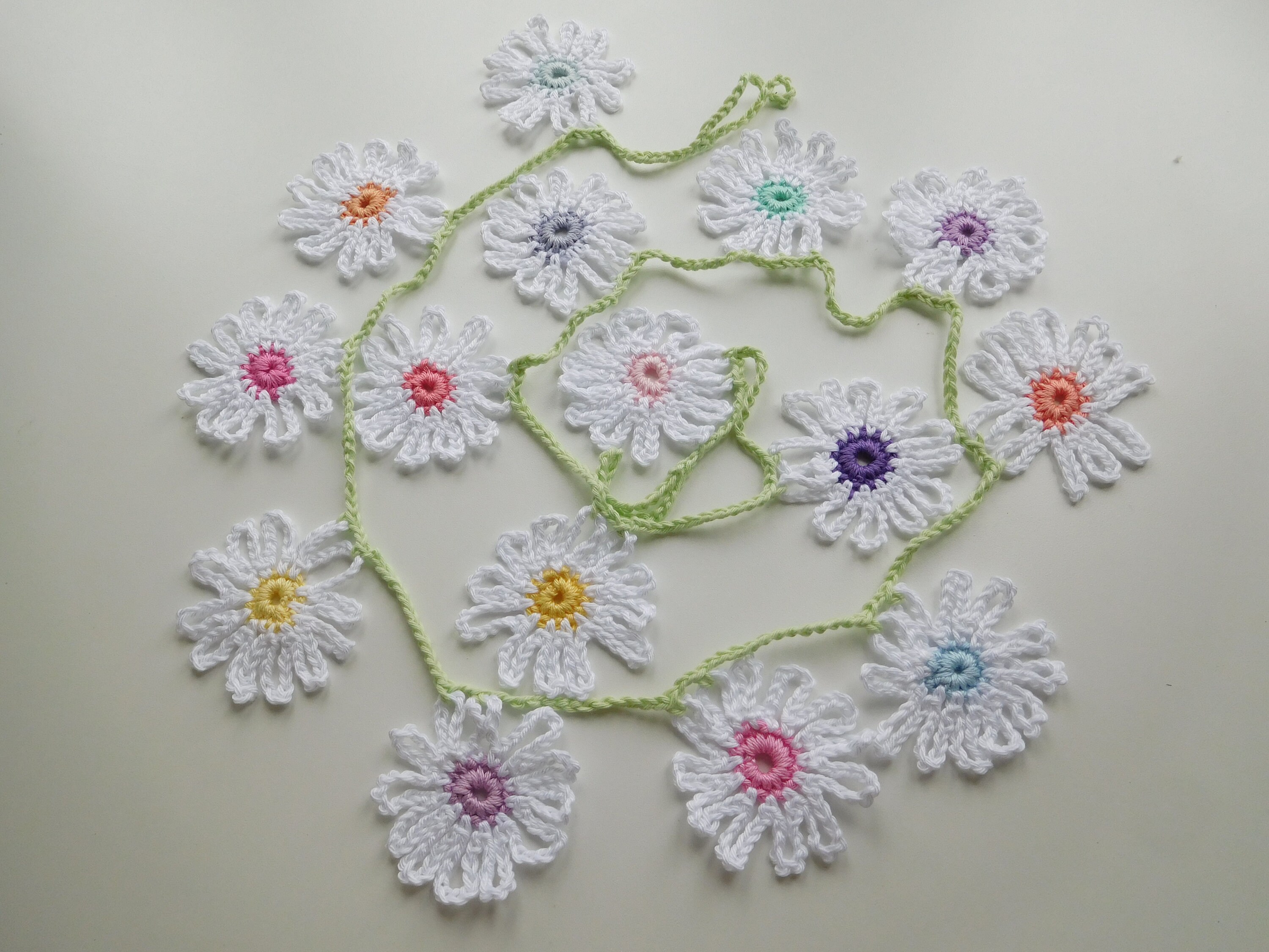 Crochet Daisy Flower Garland in Pretty Pastel Colours Etsy UK