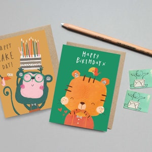 12 Children Birthday Cards Set, Multi Pack of cute Animal Cards. Greetings Cards Set for little ones image 9