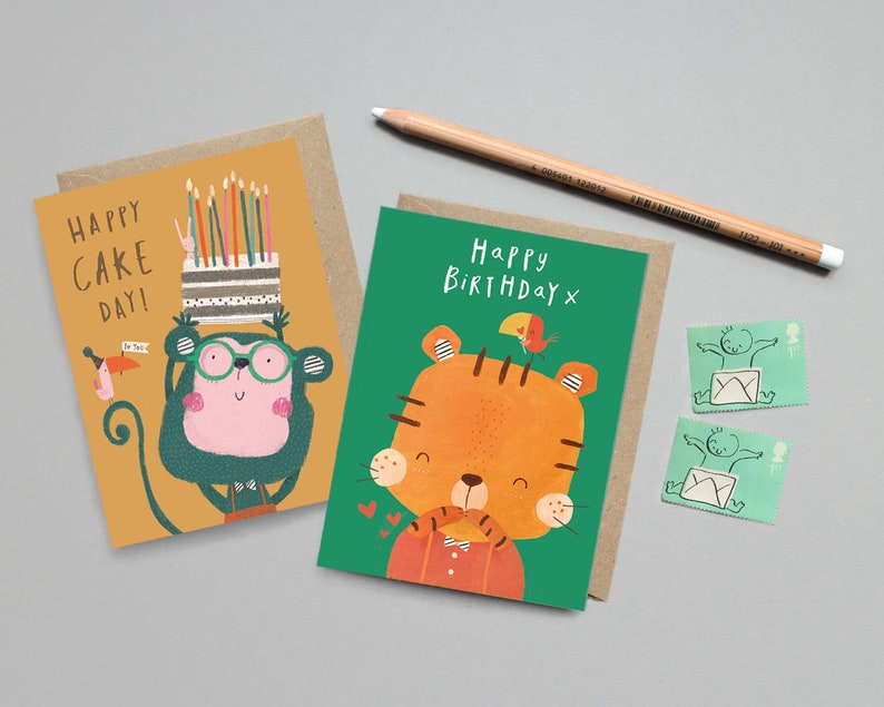 12 Children Birthday Cards Set, Multi Pack of cute Animal Cards. Greetings Cards Set for little ones image 9