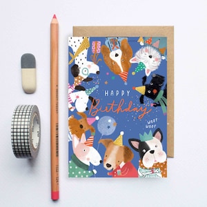 Carte d'anniversaire chien - carte d'anniversaire enfant - carte d'anniversaire enfant - carte animal mignon