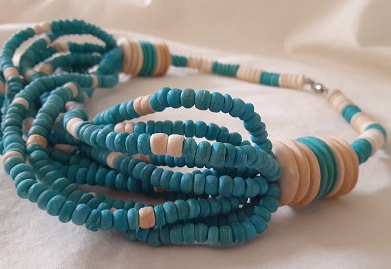 Fun Vintage Custom Beaded Turquoise Choker Necklace