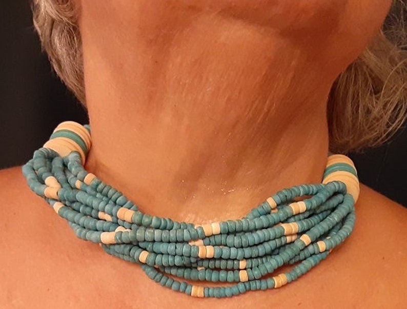 Fun Vintage Custom Beaded Turquoise Choker Necklace