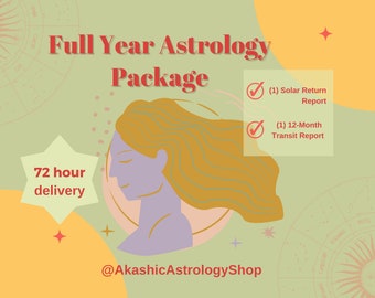 Full Year Astrology Package: Solar Return Report, Twelve Month Transit Report with key takeaway summaries - 72 hr delivery