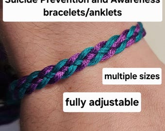 Adjustable Suicide Prevention and Awareness Bracelet or Anklet PLEASE READ DESCRIPTION