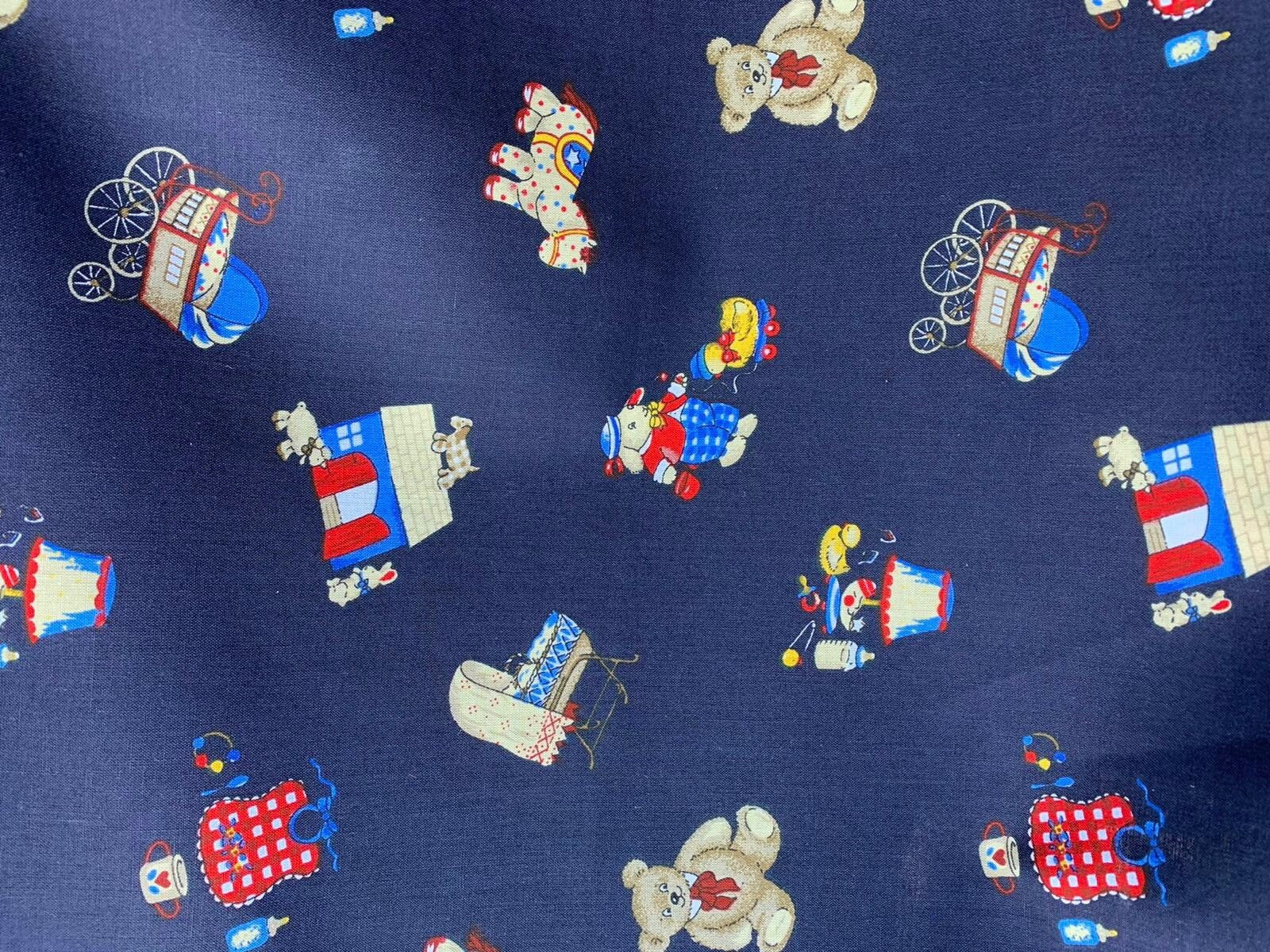 Navy Base With Teddy Bears Kids Cot & Rabbit 100 Cotton Etsy UK