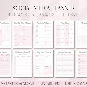 Social Media Planner Printable Download, Social Media Planner Instagram, Social Media Planner 2022, Small Business Planner, Marketing Plan