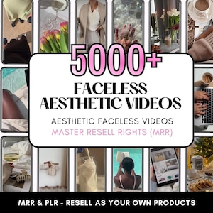 5000+ bezosobowych estetycznych filmów Instagram Reels, minimalistyczne bezosobowe filmy marketingowe cyfrowe, główne prawa odsprzedaży, MRR/PLR, filmy stockowe