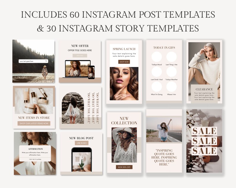 Social Media Templates Instagram Template Bundle Instagram - Etsy Australia