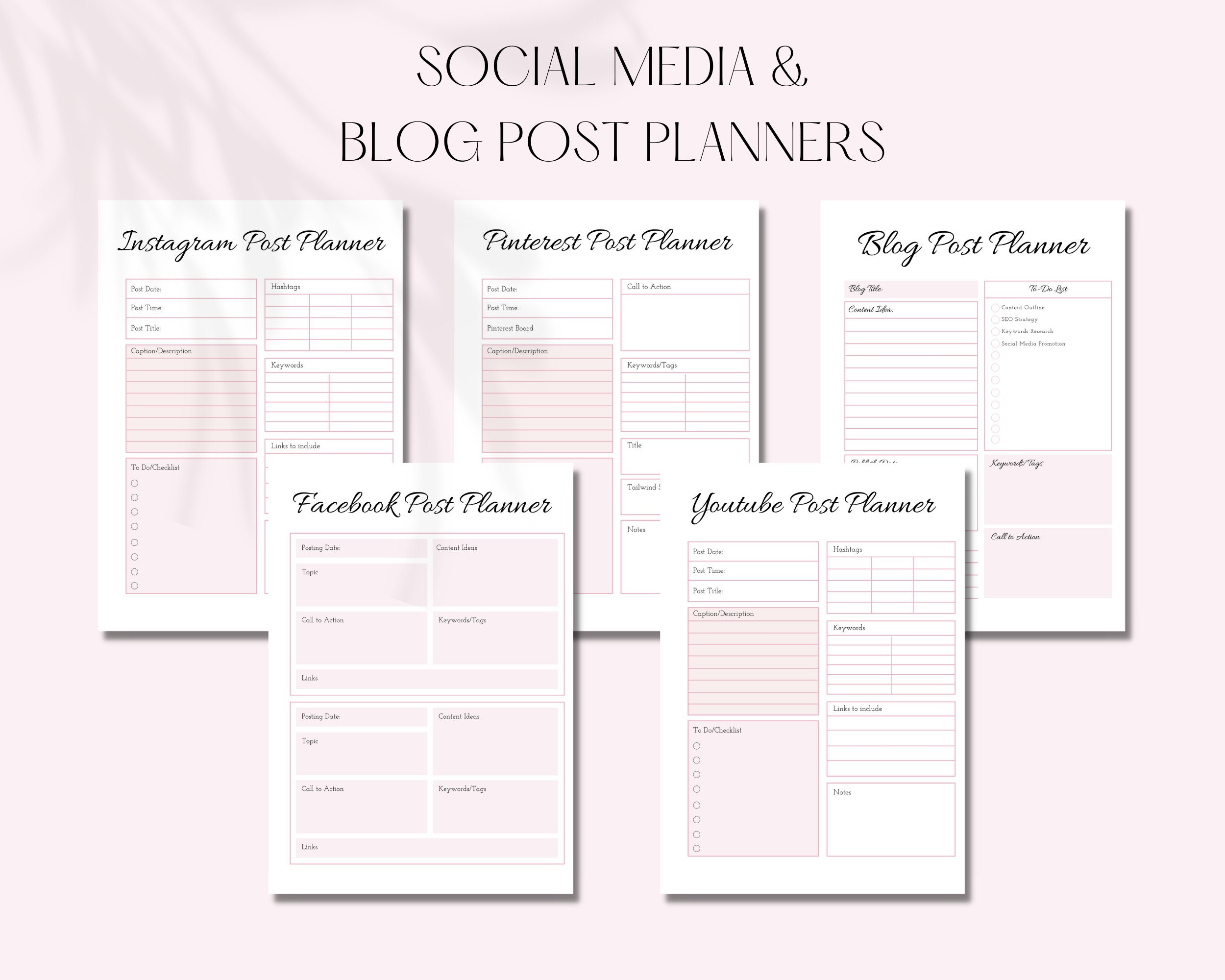 Social Media Planner Printable Download Social Media Planner Etsy