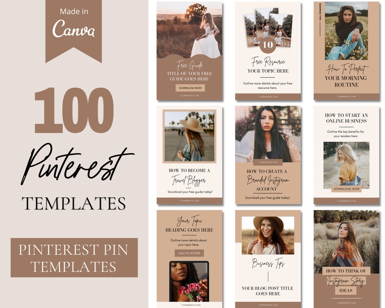 Pinterest Templates Canva, Lifestyle Pinterest Templates, Blogger Templates, Pinterest Marketing, Pin Template, Pinterest Blogger Templates image 1