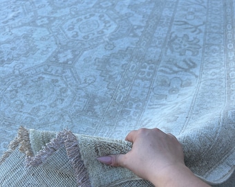 9x12 (275x365) Handmade Afghan Rug | Muted Neutral Brown Gold Grey Gray Ivory | Turkish Knotted Oushak Persian Heriz Boho Knotted Serapi