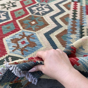 アフガンキリム　ランナー 3x4 ハンドメイド アフガン キリム ランナーラグ | オレンジデニム