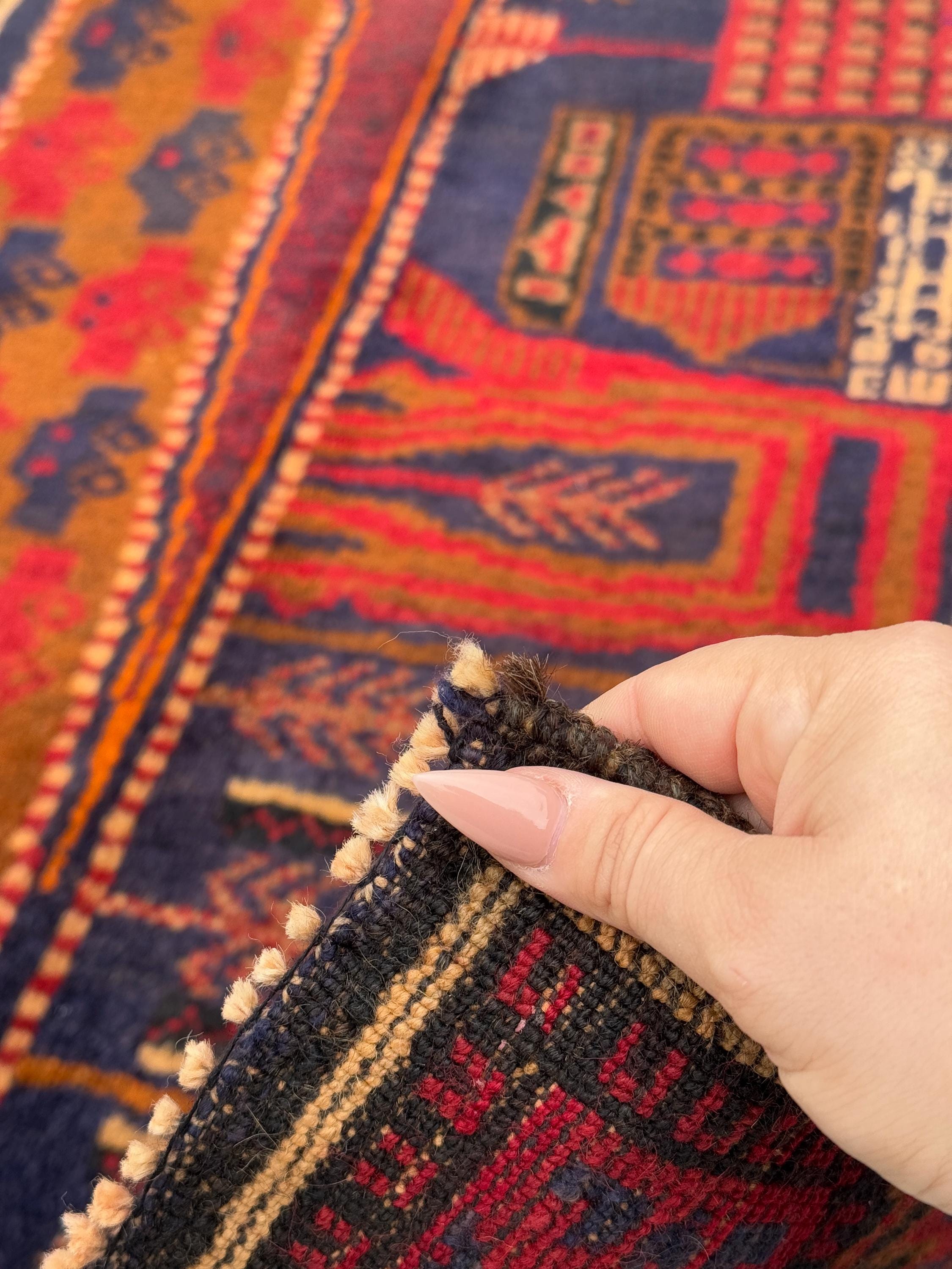 3x5 (91x152) ハンドメイド ヴィンテージ アフガン バルーチ ラグ