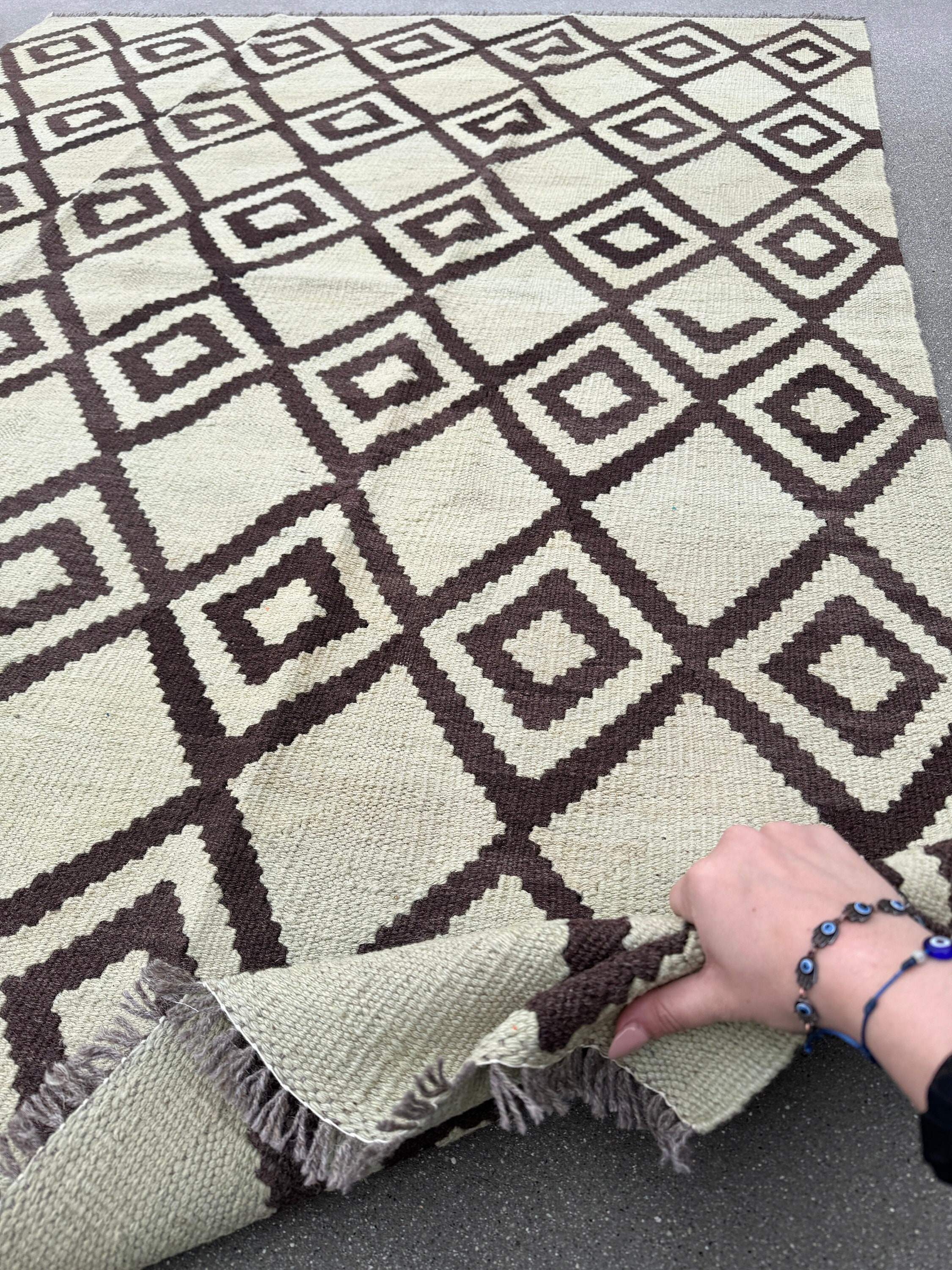 147x187cmアフガニスタン手織りキリム(501)カーペット・じゅうたんラグ