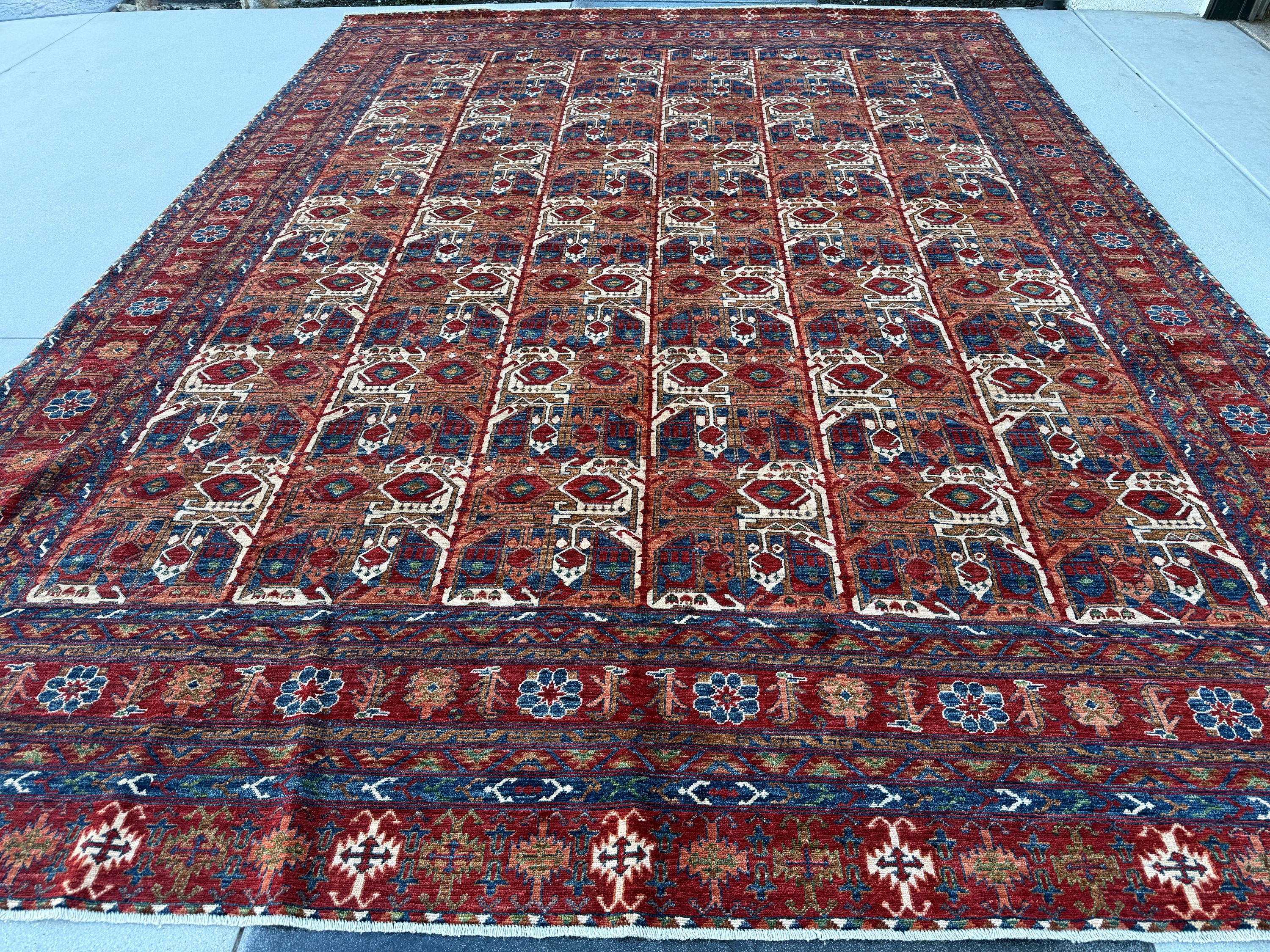 10x13 (312 X 421) Handmade Afghan Rug | Maroon Brick Red Burnt
