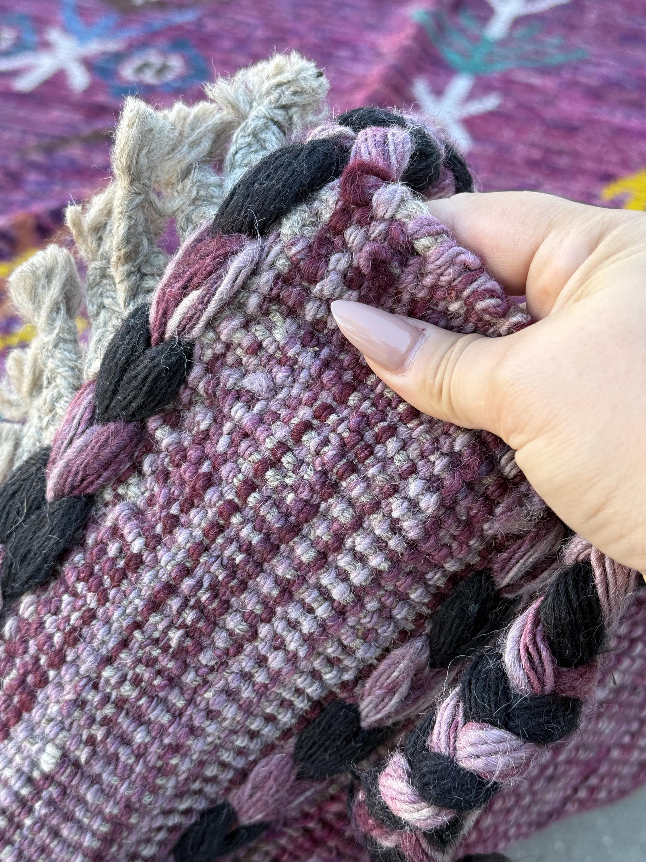 9x13 Handmade Afghan Moroccan Rug | Eggplant Magenta Purple