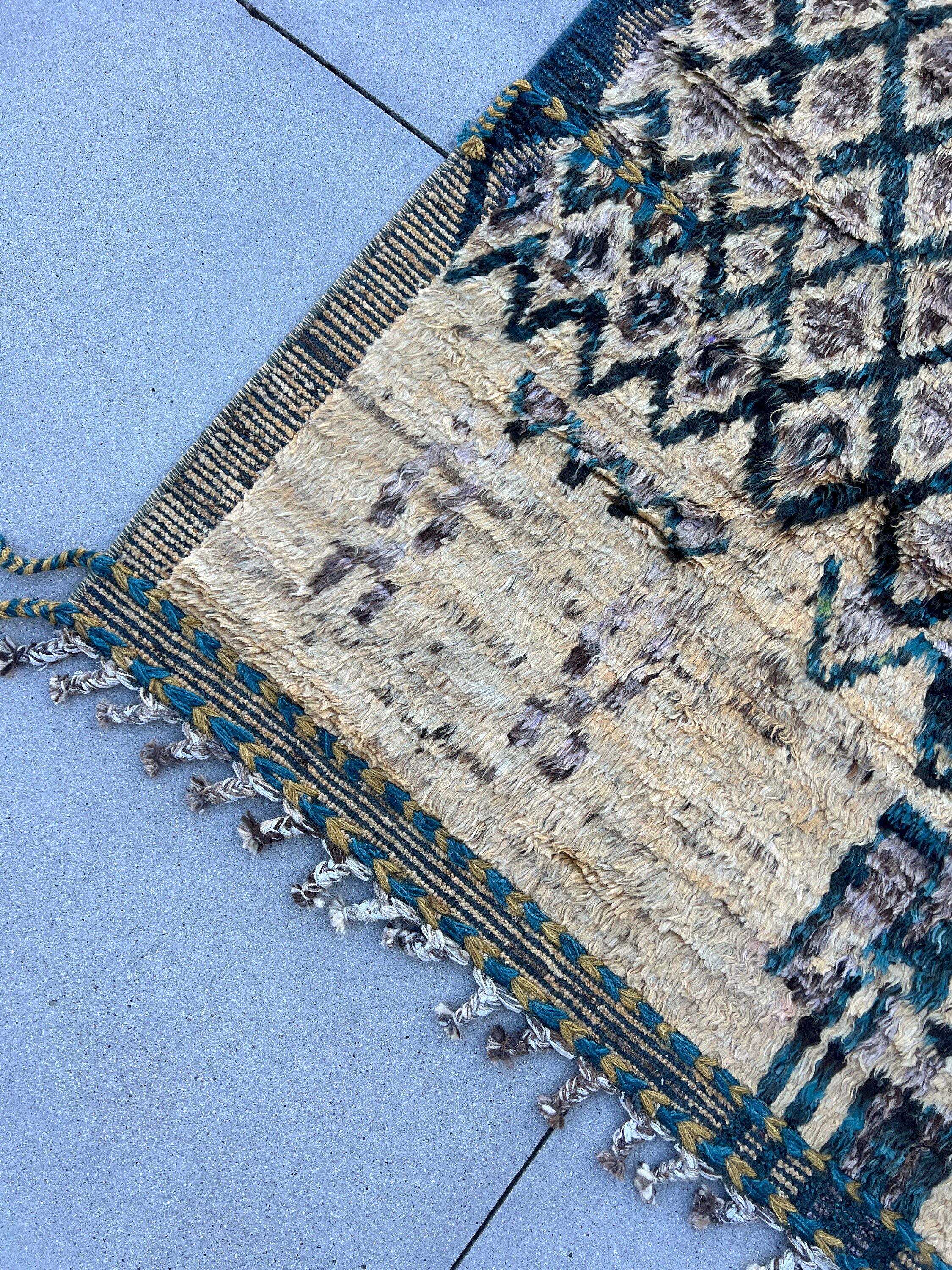 Prussian Rugs 8x10 Handmade Afghan Moroccan Rug | Prussian Baby Blue Beige Cornsilk ...