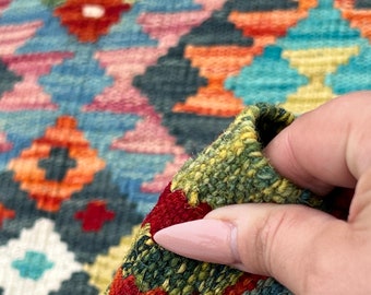 3x7 ハンドメイド アフガニスタン キリム ランナー ラグ | バーント