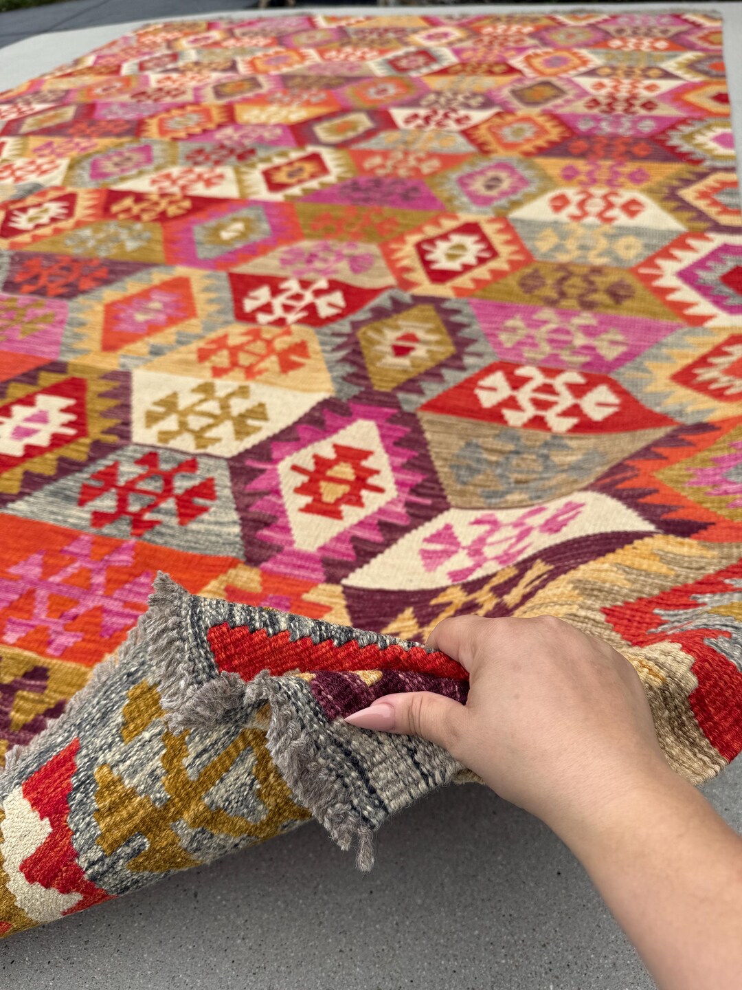 9x12 (260x365) ハンドメイド アフガニスタン キリム ラグ