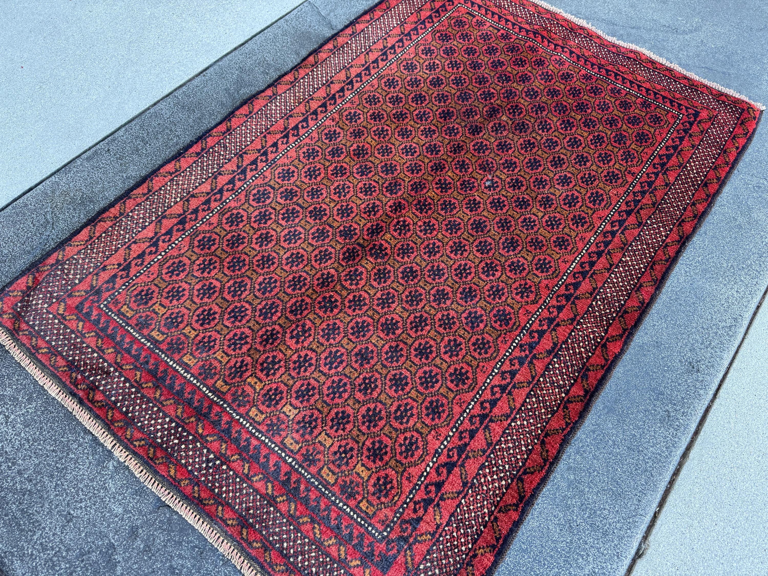 3x4-5 (91x152) ハンドメイドヴィンテージアフガンバルーチラグ