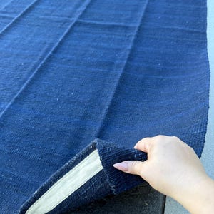 5x7 Handmade Afghan Kilim Rug | Prussian Midnight Navy Dark Blue | Wool Flatweave Flatwoven Bohemian Boho Artisan Handwoven Moroccan Persian