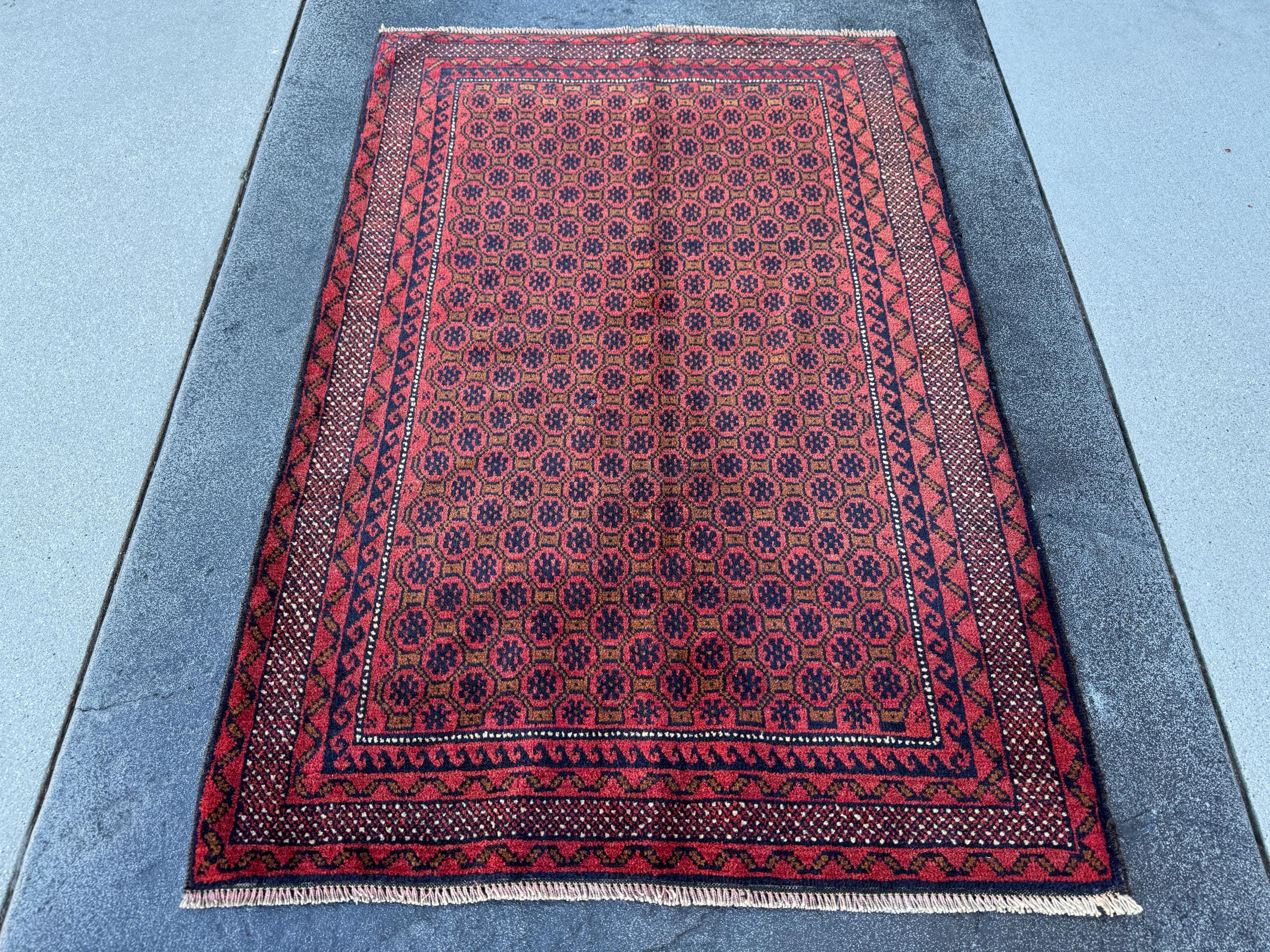 3x4-5 (91x152) ハンドメイドヴィンテージアフガンバルーチラグ