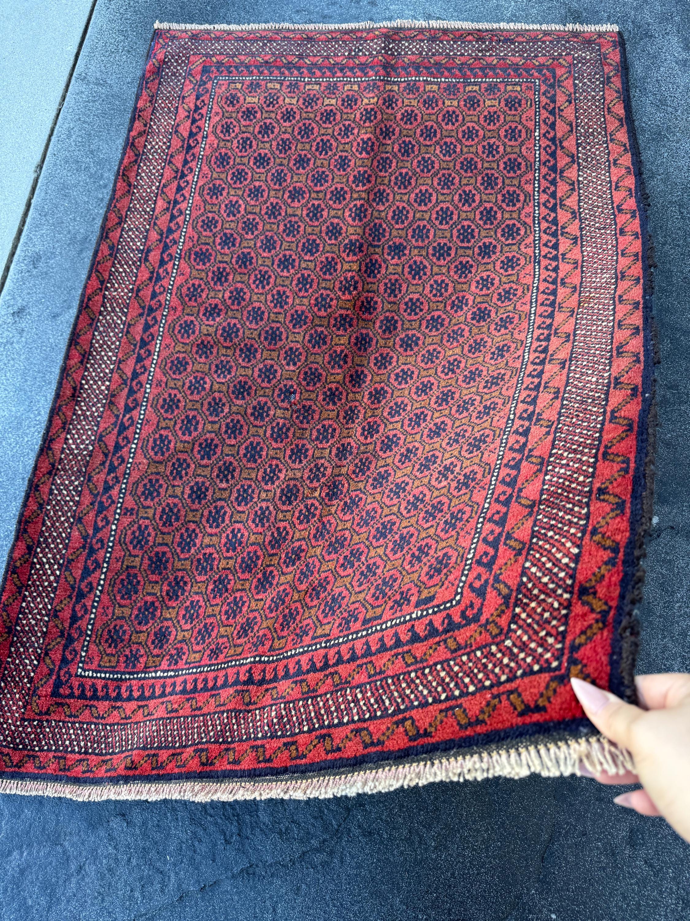 3x4-5 (91x152) ハンドメイドヴィンテージアフガンバルーチラグ