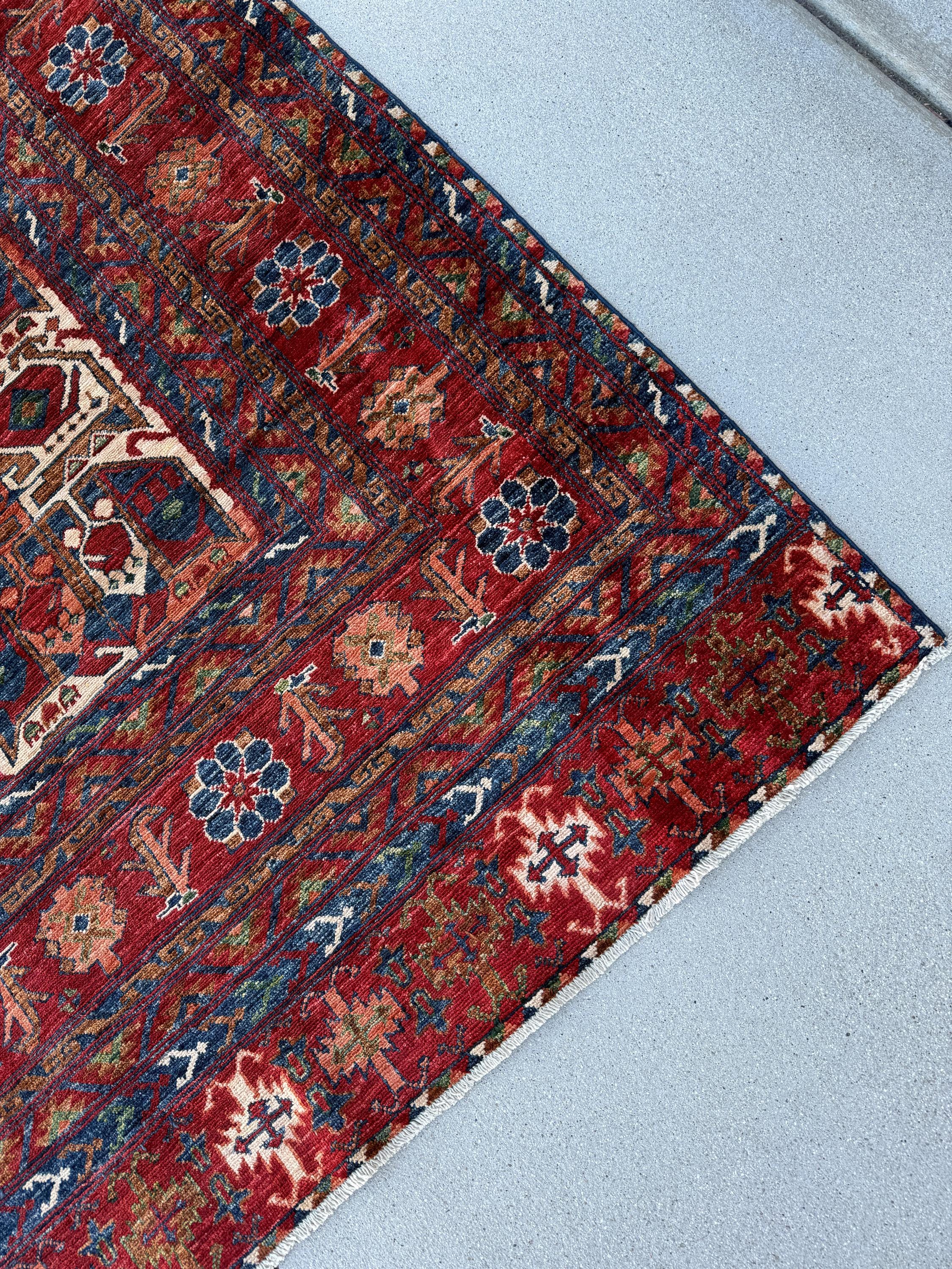 10x13 (312 X 421) Handmade Afghan Rug | Maroon Brick Red Burnt