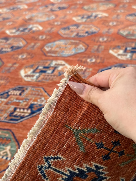 9x12 (279x368) Handmade Afghan Rug | Terracotta Rust Burnt Orange