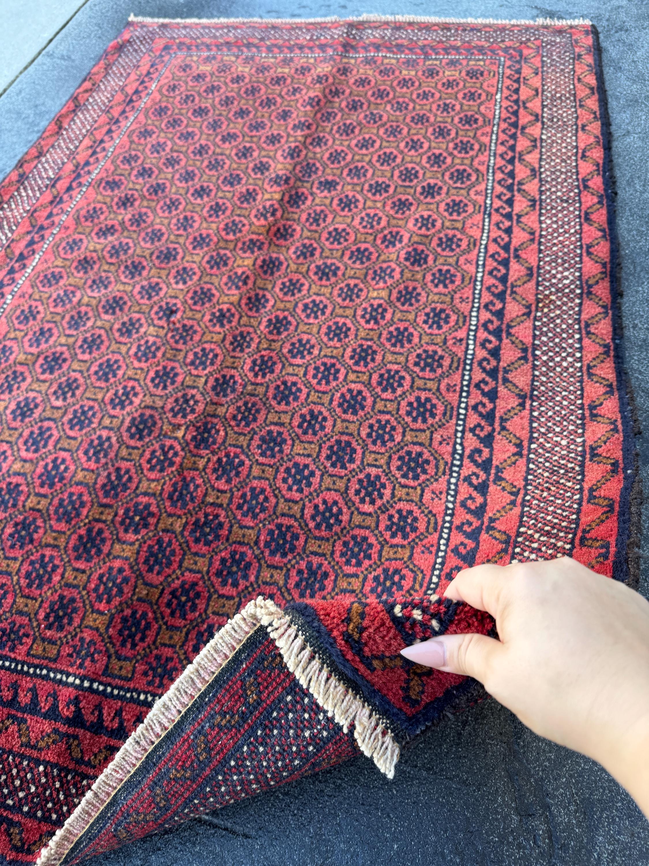 3x4-5 (91x152) ハンドメイドヴィンテージアフガンバルーチラグ