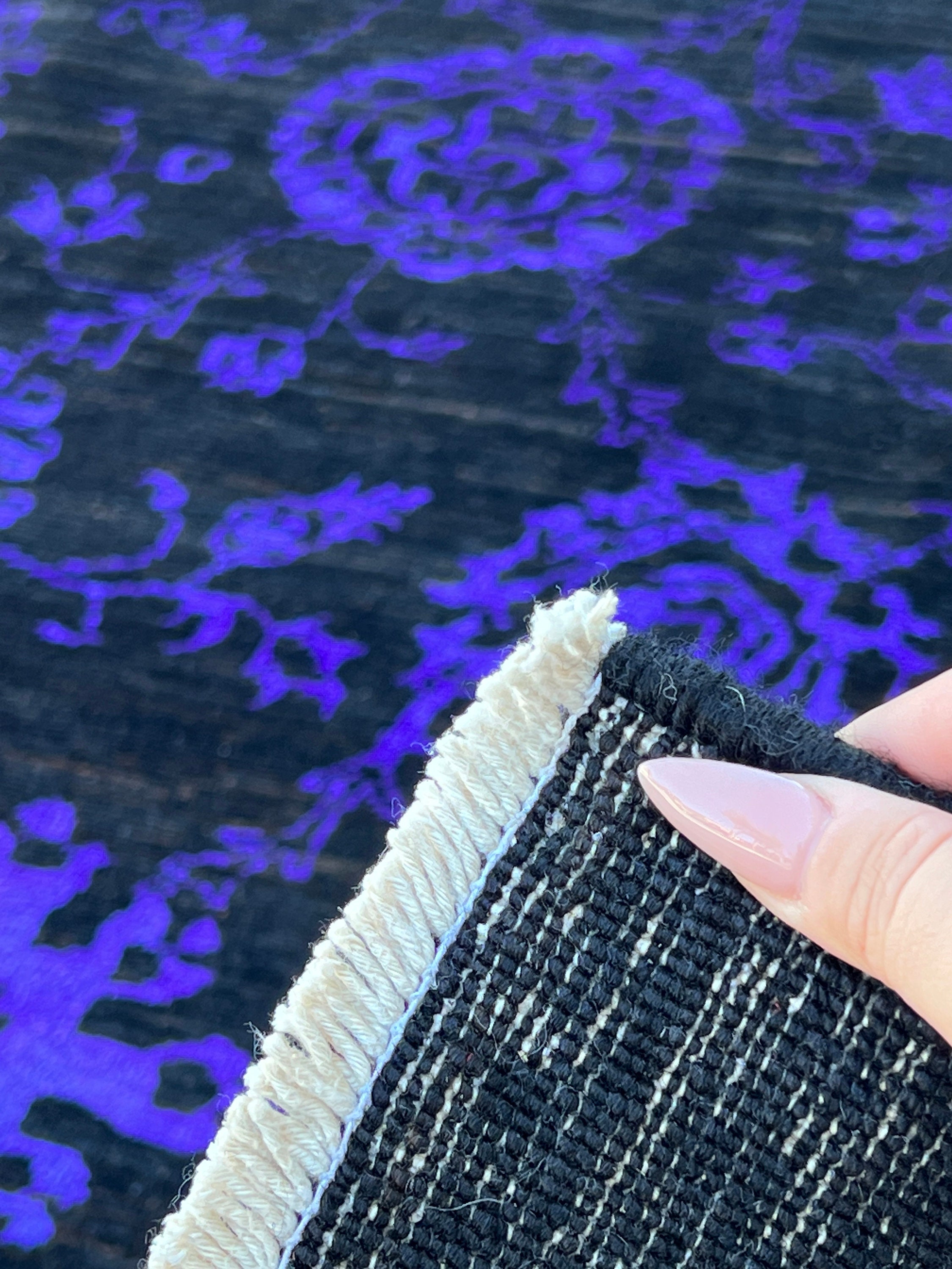 7x10 (215x305) Handmade Afghan Rug | Black Purple Muted 7x10 (215x305) Handmade Afghan Rug | Black Purple Muted