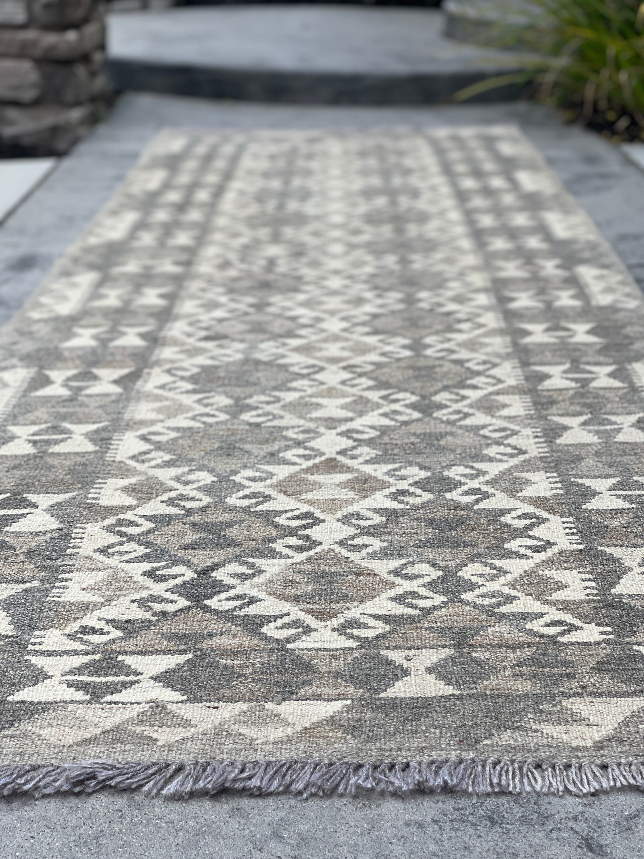 3x10 90x305 Handmade Afghan Kilim Runner Rug Light Grey Etsy UK