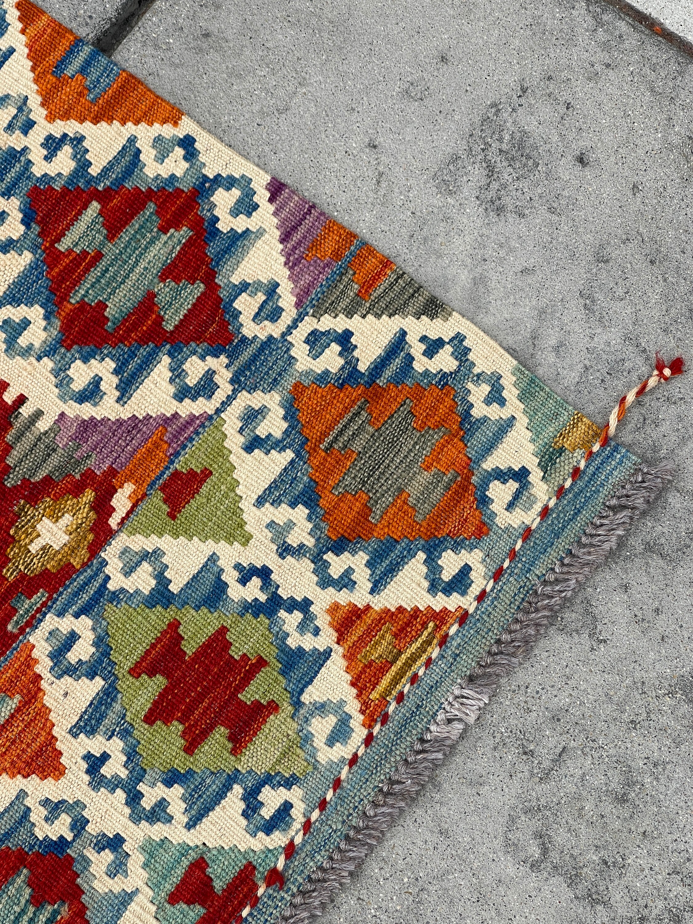 3x13 90x395 Handmade Afghan Kilim Rug Runner Orange Blue Etsy UK