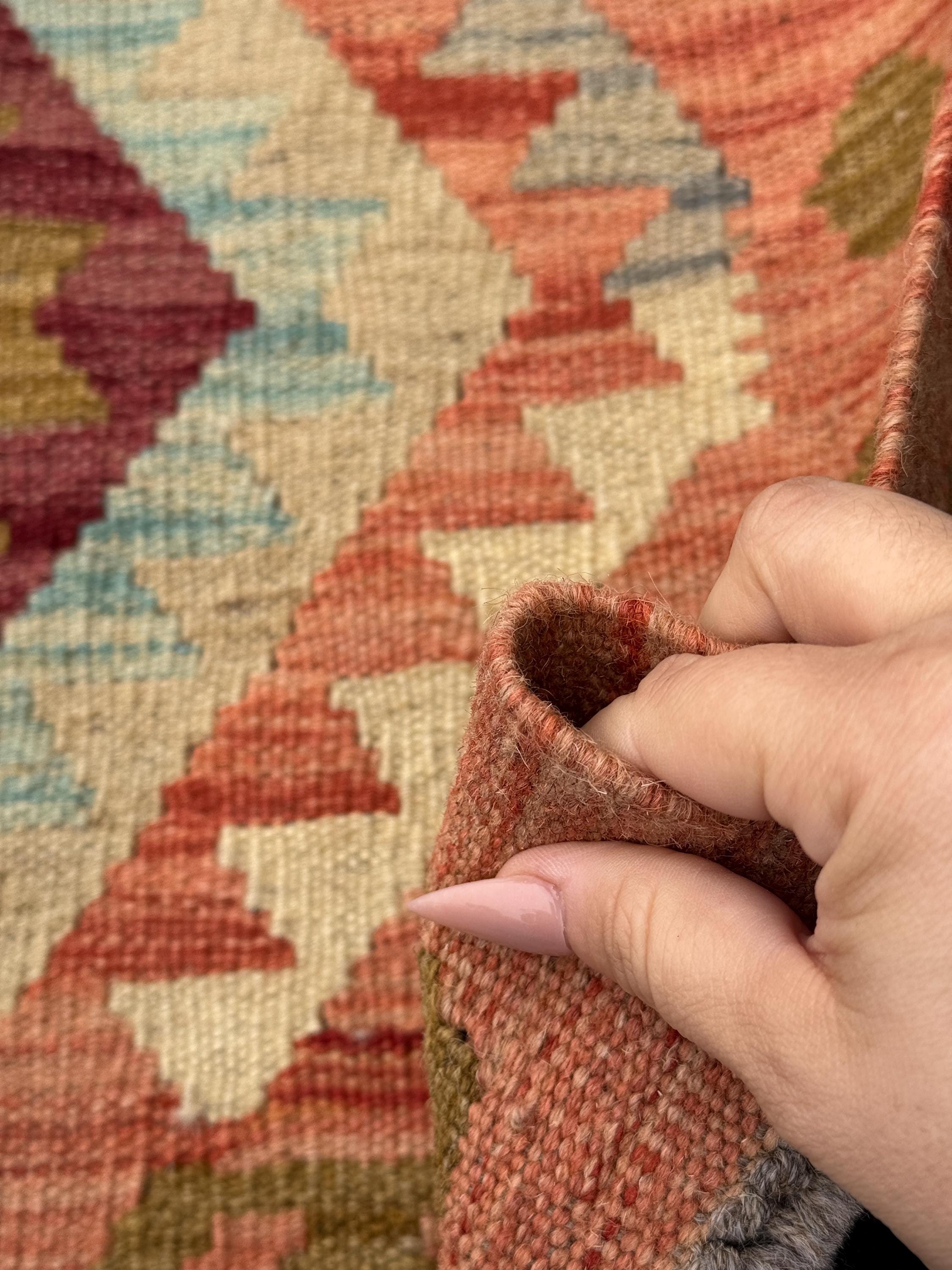 2x6-7 (61x200) ハンドメイド アフガン キリム ランナーラグ