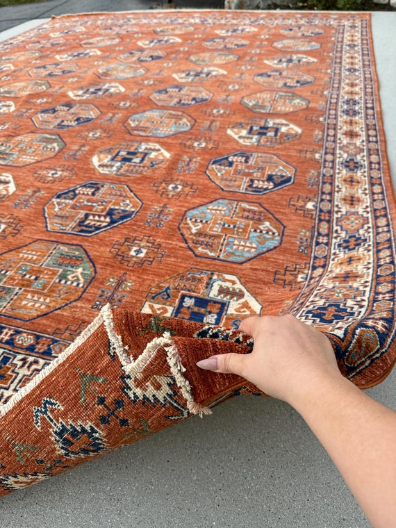 9x12 (279x368) Handmade Afghan Rug | Terracotta Rust Burnt Orange