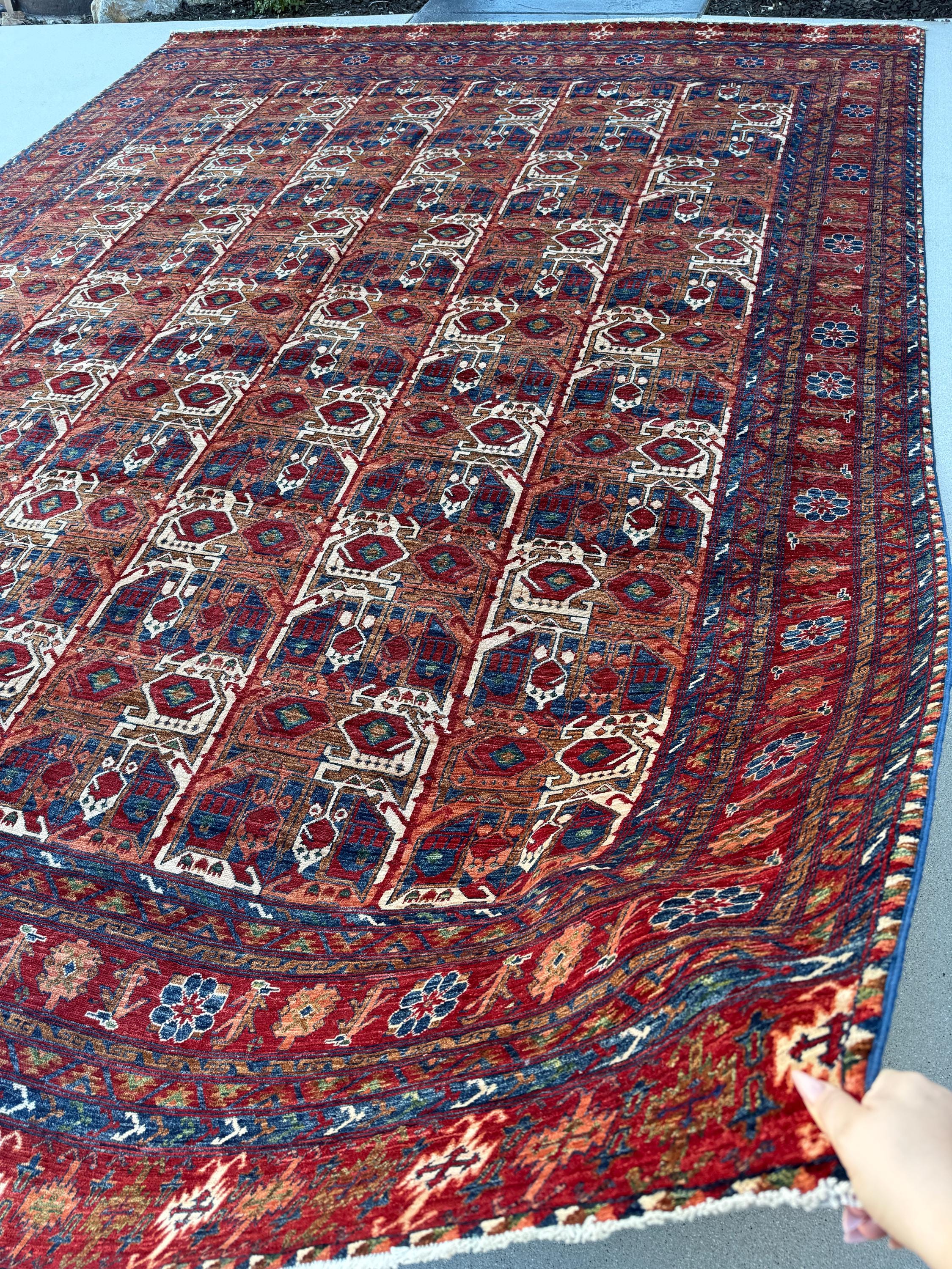 10x13 (312 X 421) Handmade Afghan Rug | Maroon Brick Red Burnt