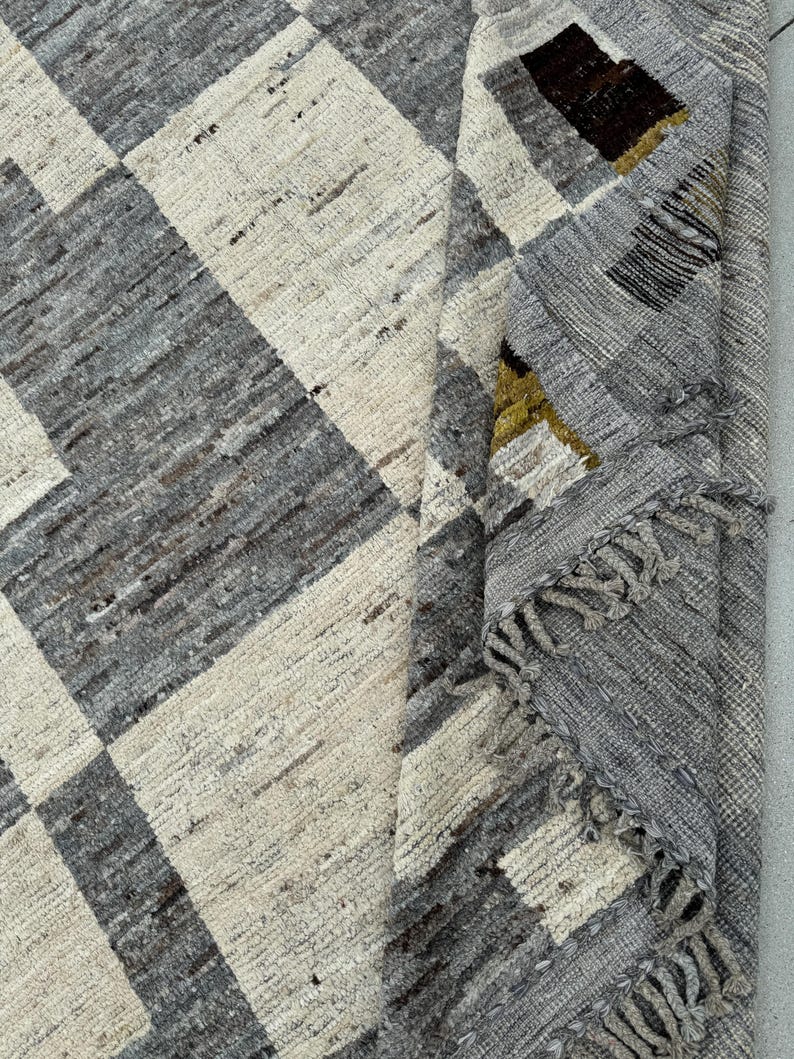 11x15 Handmade Afghan Moroccan Rug Grey Cream Ivory Black Brown Moss