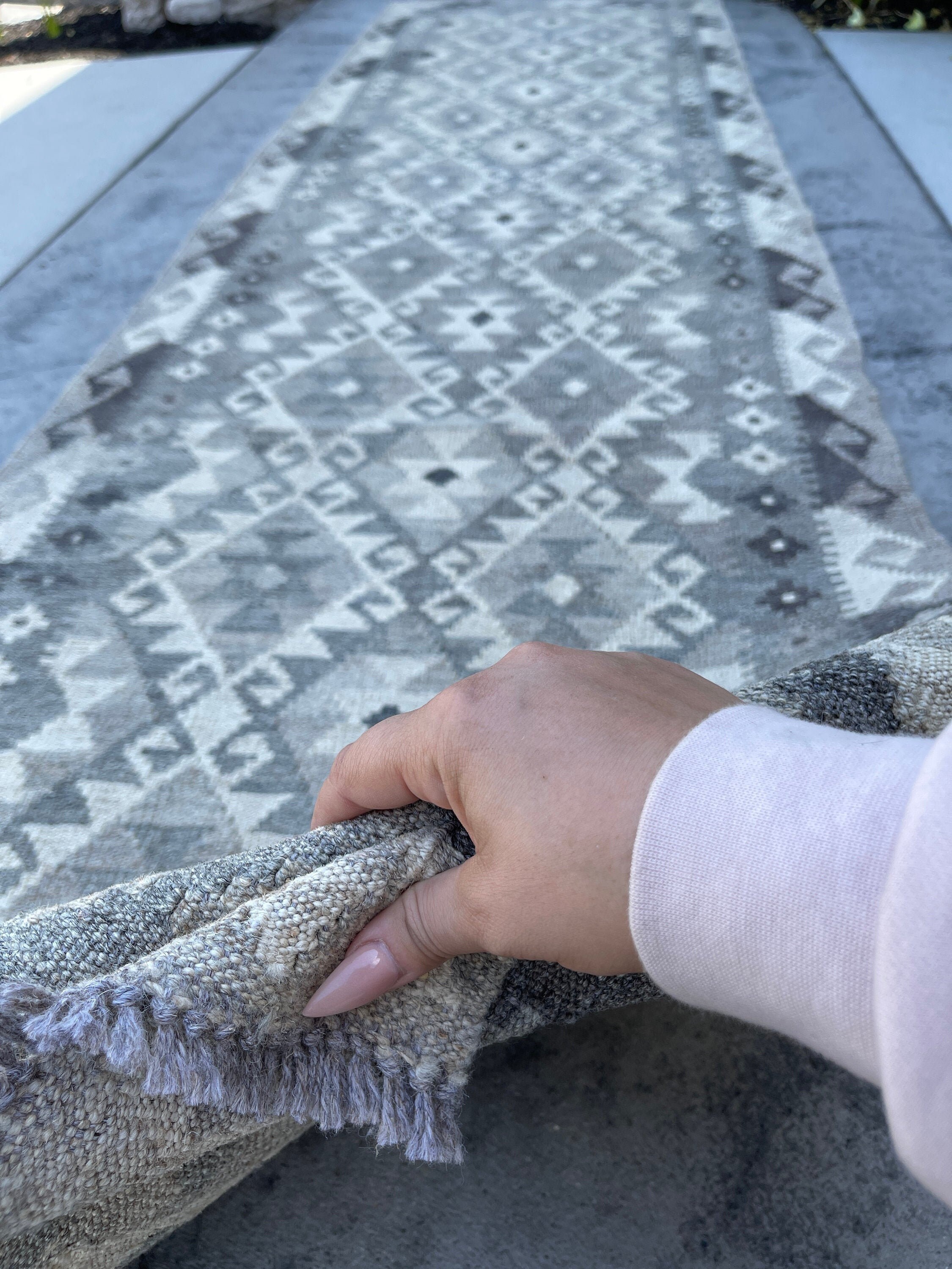 3x10 90x305 Handmade Afghan Kilim Runner Rug Light Grey Etsy UK