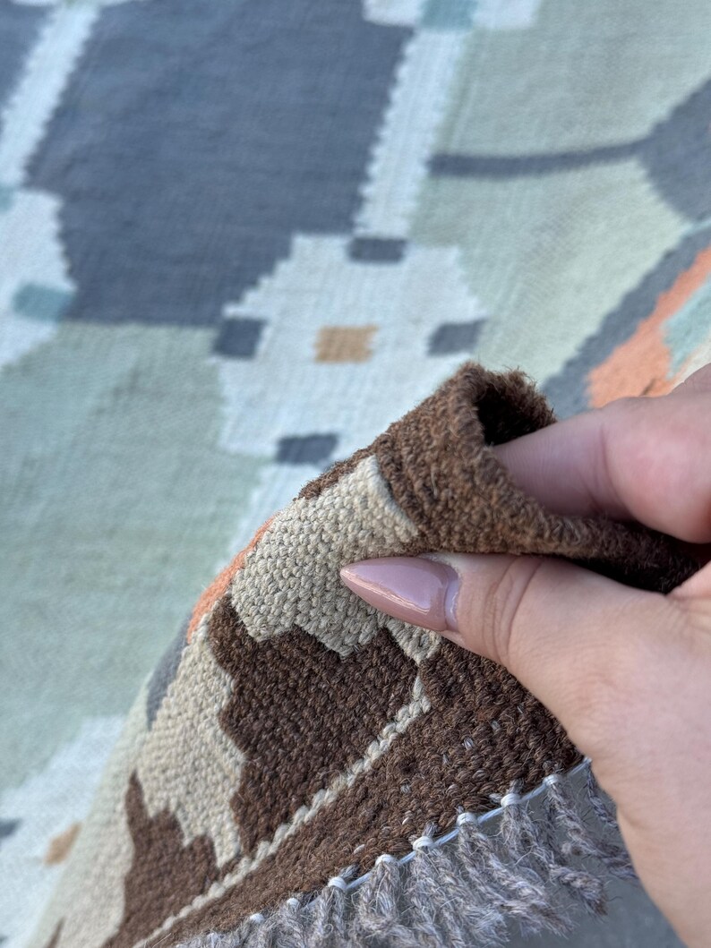 3x6 Handmade Afghan Kilim Runner Rug Pastel Coffee Brown Palm Leaf