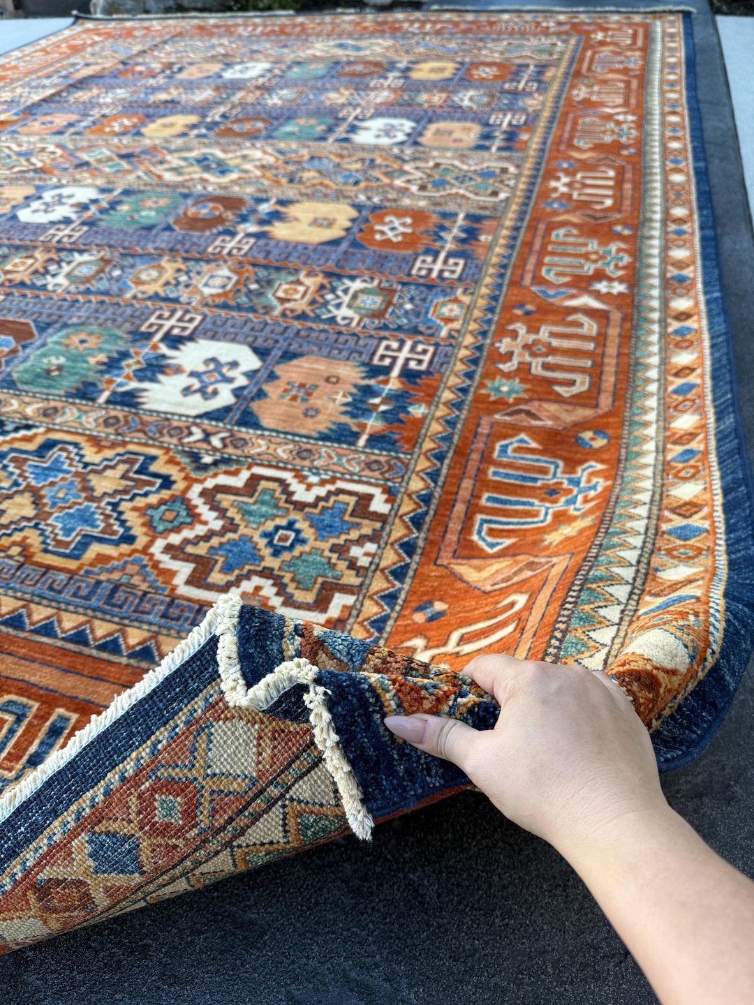 10x14 (304x 424) Handmade Afghan Rug | Terracotta Burnt Orange