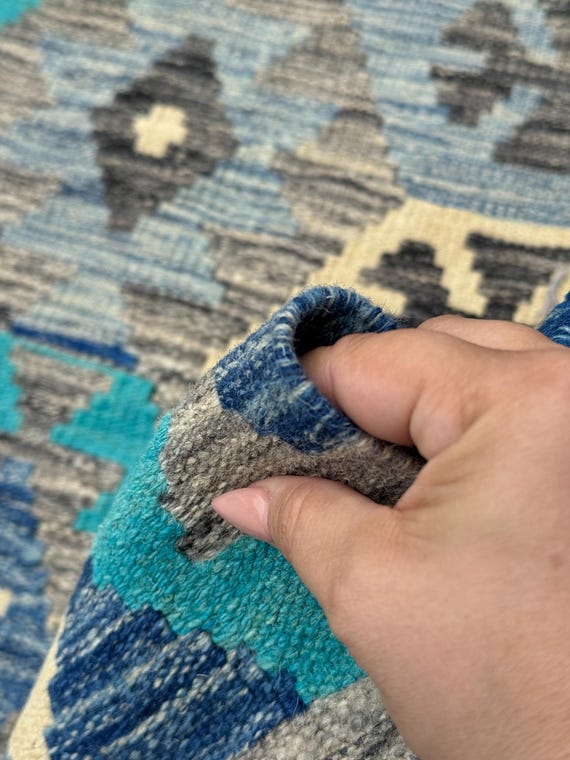 8-9x12 (260x365) ハンドメイド アフガニスタン キリム ラグ | グレー