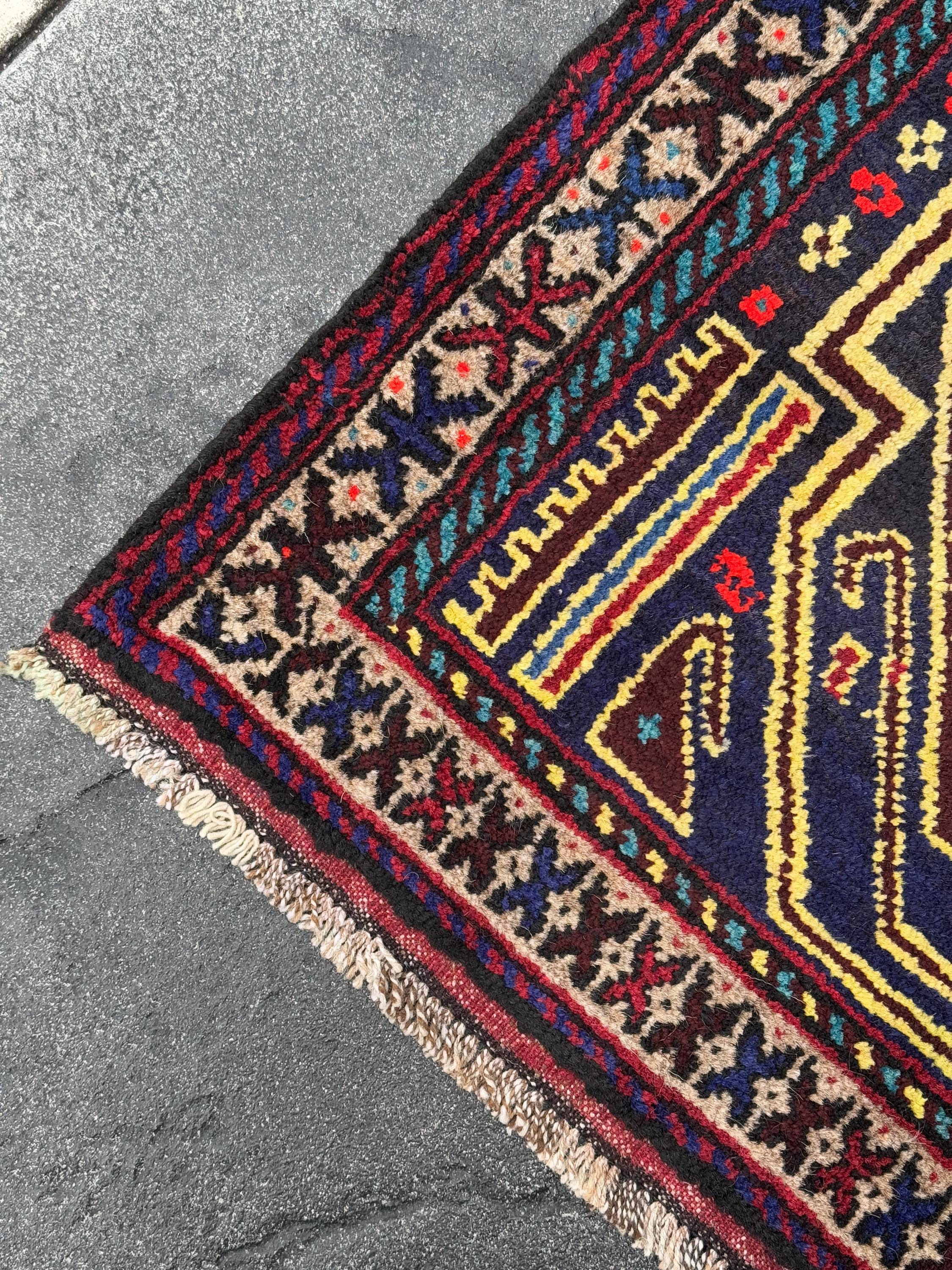 ラグ・カーペット Baluch rug#3 Vintage Baluch Oriental Rug 3'1” x 5'2” #8082 - ANTIQUE