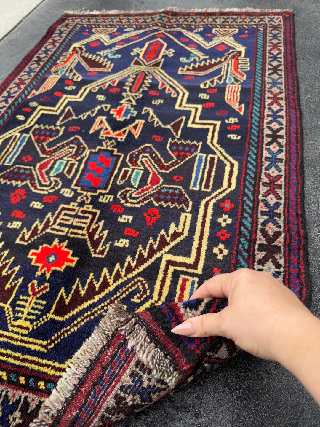 ラグ・カーペット Baluch small rug ラグ・カーペット Baluch rug Blue Baluchi Pictorial Rug 3x6