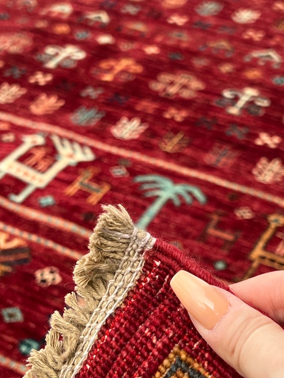 モロッコ現地購入 幾何学模様刺繍ラグ やらかし カーペット